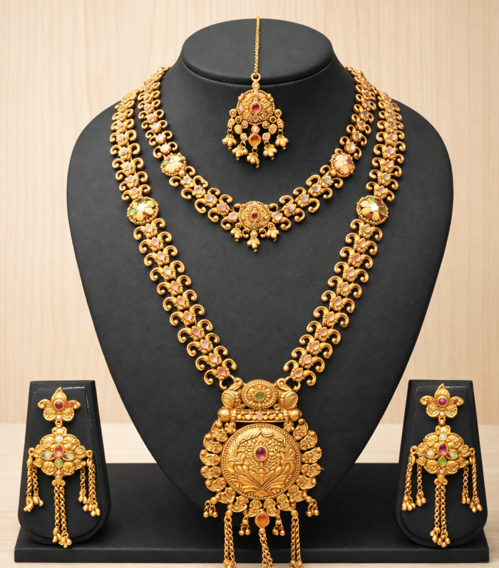 Temple Bridal Jewellery Set with Long Haar & Pendant