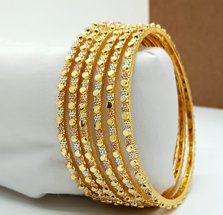 Textured Bangle Set with Stone Detailing