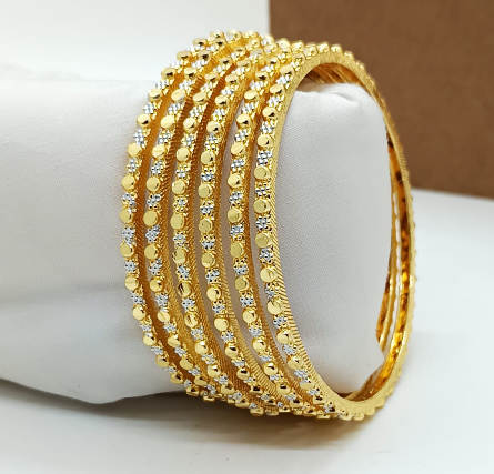 Slim Bangle Set with Beaded & Textured Design