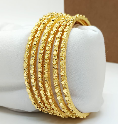Slim Bangle Set with Beaded & Textured Detailing