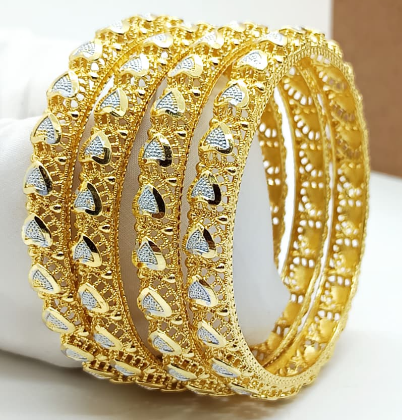 Heart Motif Designer Bangle Set with Cutwork Detailing