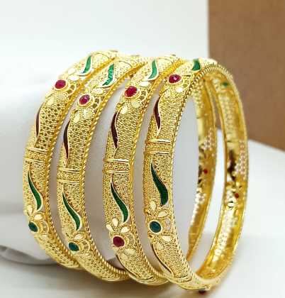 Meenakari Bangle Set with Colored Stone Detailing