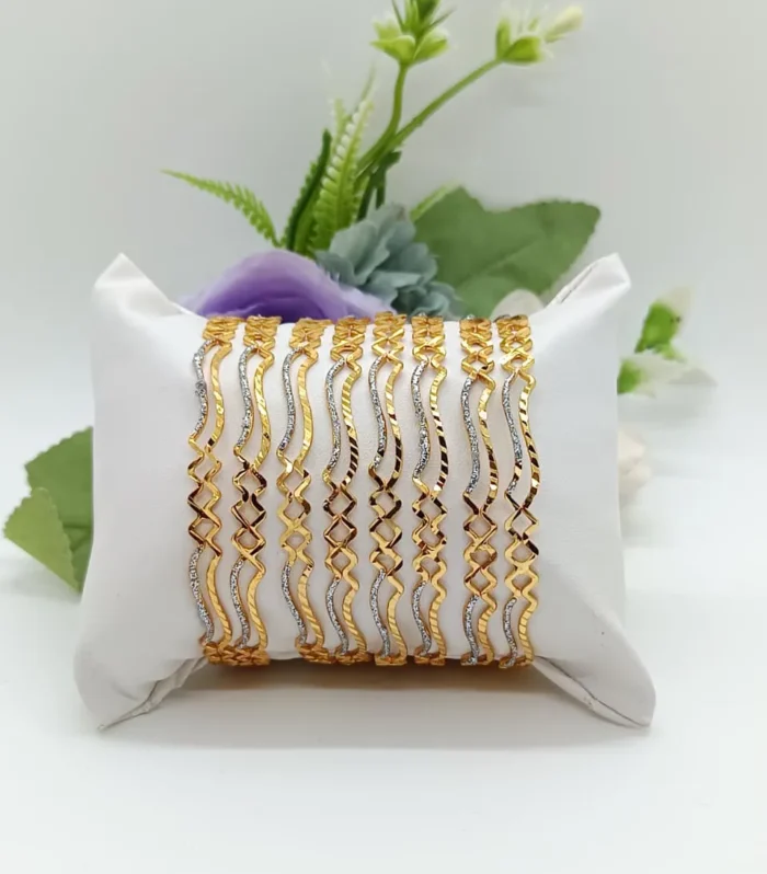 Wave Pattern Artificial Designer Bangle Set - Zaariyah Premium Collection