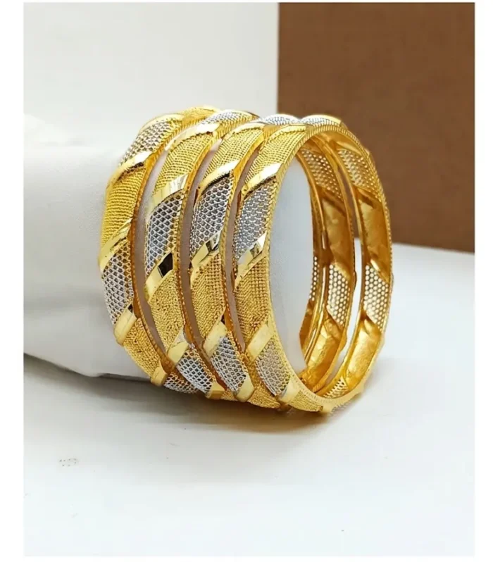 Diagonal Diamond Cut Artificial Bangle Set - Zaariyah Premium Collection
