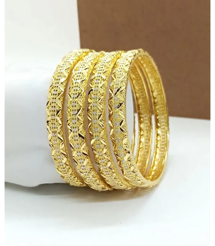 Four Line Stone Work Artificial Bangle Set - Zaariyah Premium Collection