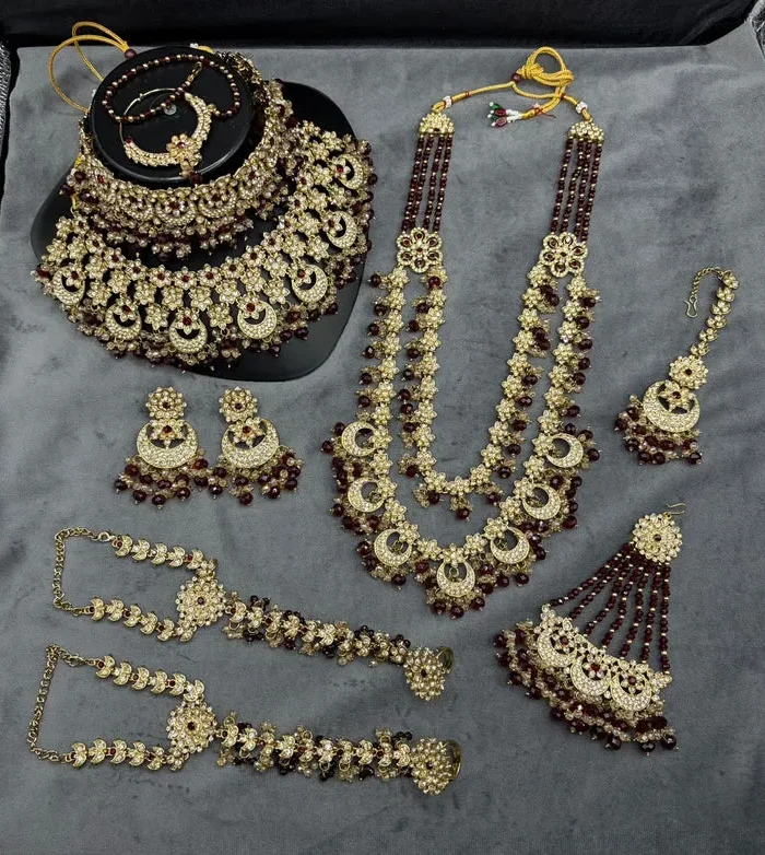 Traditional Artificial Bridal Jewellery Set with Long Haar - Zaariyah Premium Collection