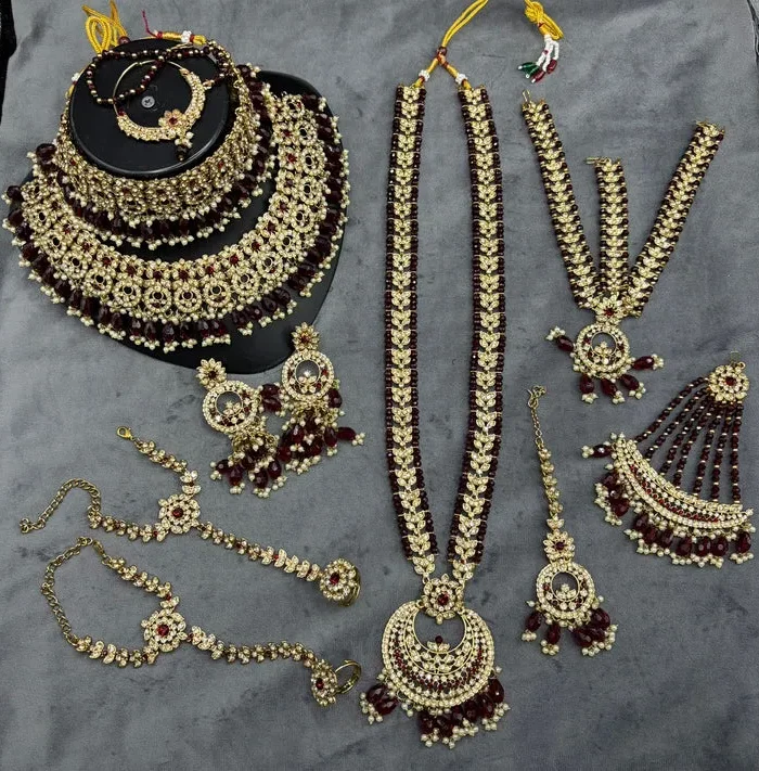 Ruby Tone Artificial Bridal Necklace Set - Zaariyah Premium Collection