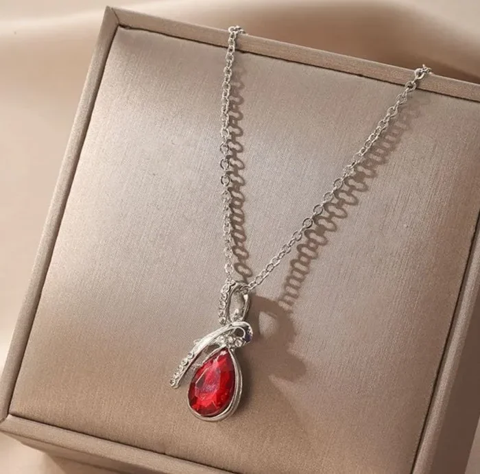 Ruby Teardrop Pendant Necklace - Zaariyah Premium Collection