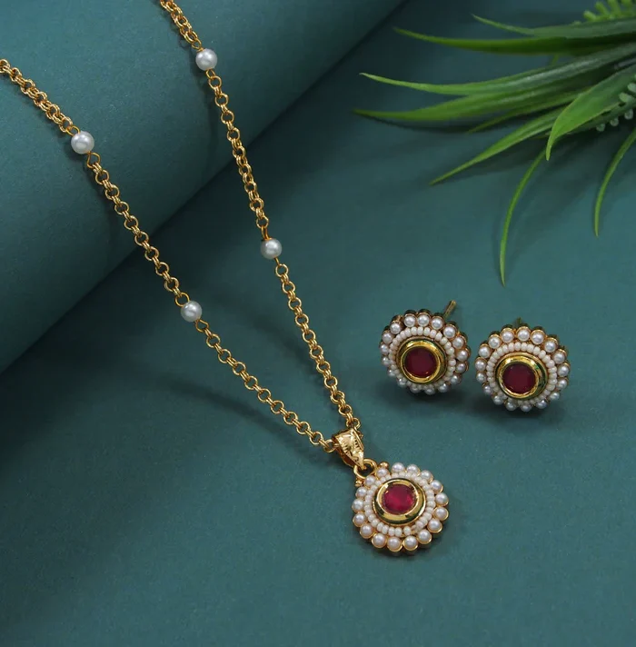 Royal Floral Artificial Pendant and Earring Set - Zaariyah Premium Collection