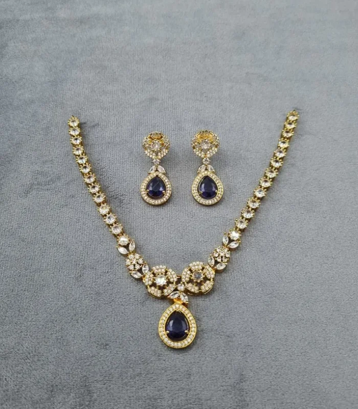Emerald Green Artificial Pendant Necklace Set - Zaariyah Premium Collection