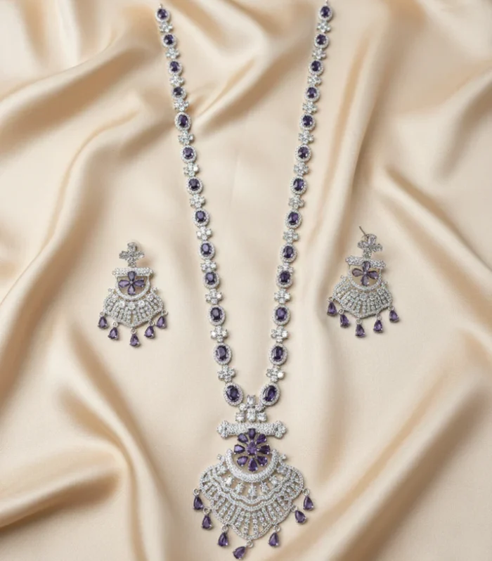 Heart Crystal Artificial Pendant Set - Zaariyah Premium Collection