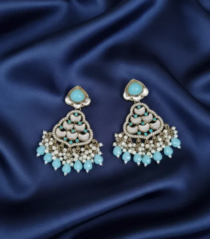 Emerald Green Statement Earrings - Zaariyah Premium Collection