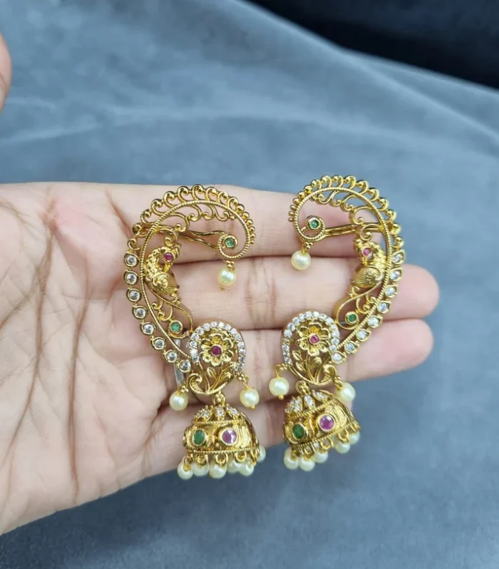 Royal Chandbali Jhumka Earrings - Zaariyah Premium Collection