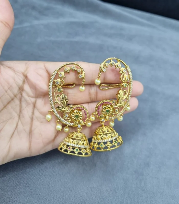 Heart Pattern Chandbali Earrings - Zaariyah Premium Collection