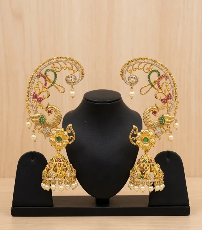 Temple Style Jhumka Earrings - Zaariyah Premium Collection