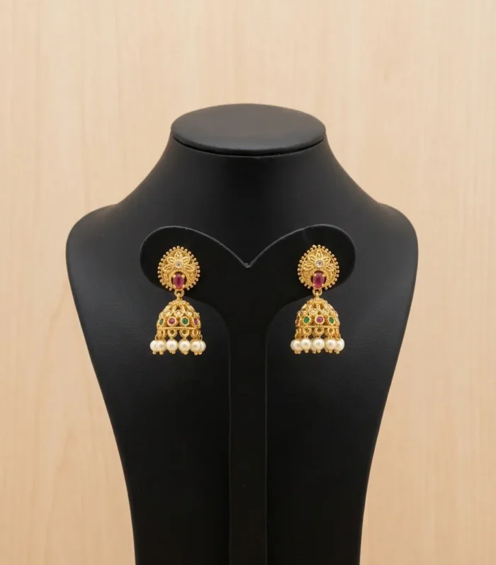 Green Bead Chandbali Earrings - Zaariyah Premium Collection