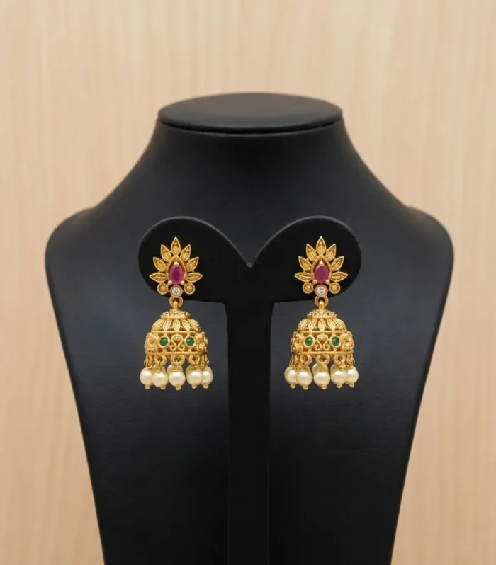 Traditional Temple Jhumka Earrings - Zaariyah Premium Collection