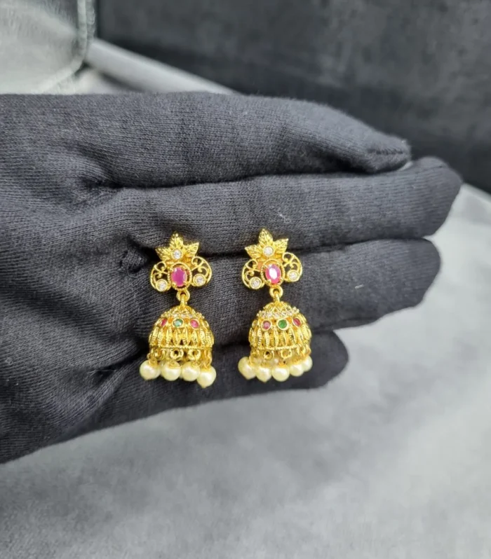 Floral Pearl Drop Earrings - Zaariyah Premium Collection