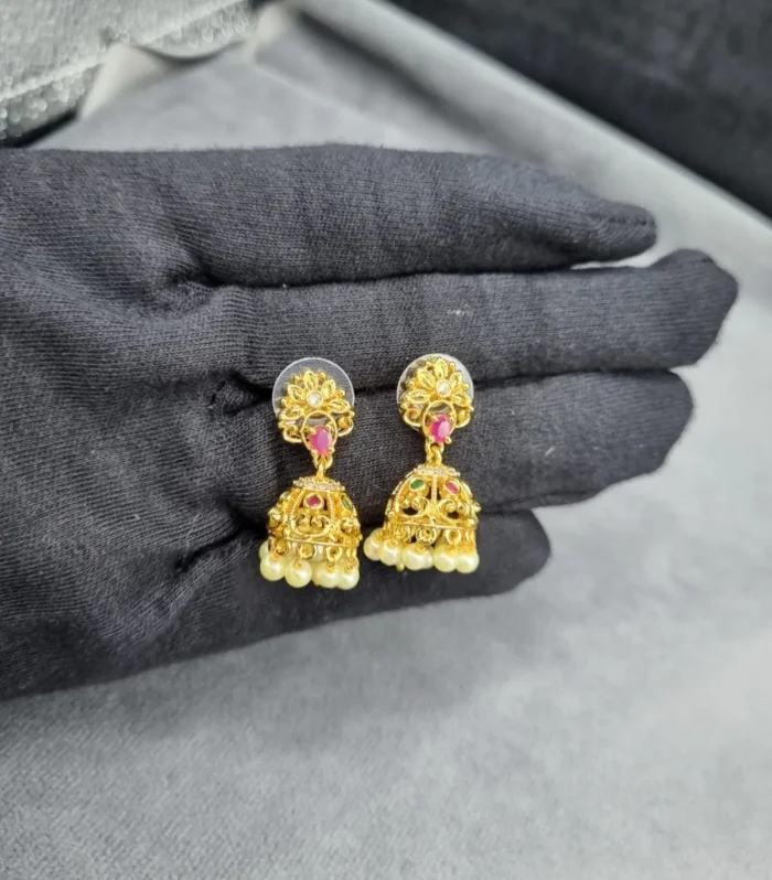 Multicolor Stone Jhumka Earrings - Zaariyah Premium Collection