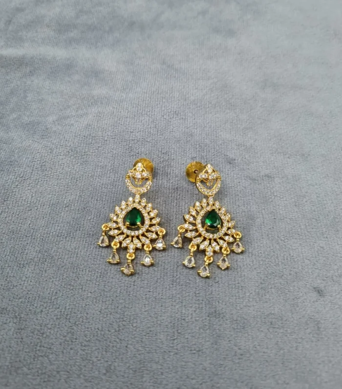 Emerald Floral Statement Earrings - Zaariyah Premium Collection