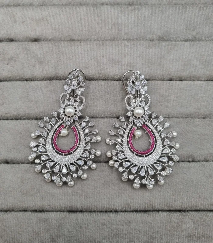 Classic Crystal Halo Earrings - Zaariyah Premium Collection
