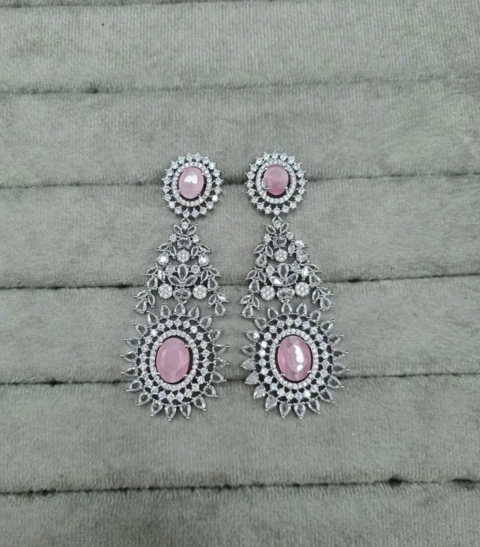 Classic Silver Chandbali Earrings - Zaariyah Premium Collection