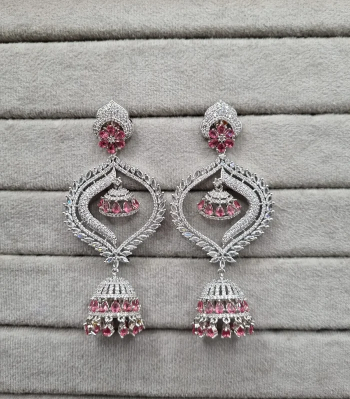 Geometric Ruby Drop Earrings - Zaariyah Premium Collection