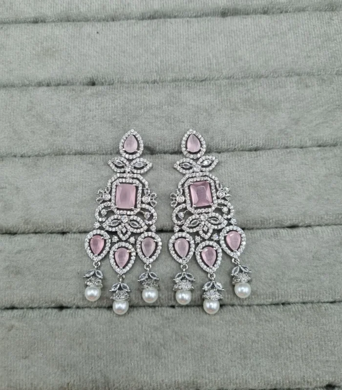 Ruby Floral Statement Earrings - Zaariyah Premium Collection