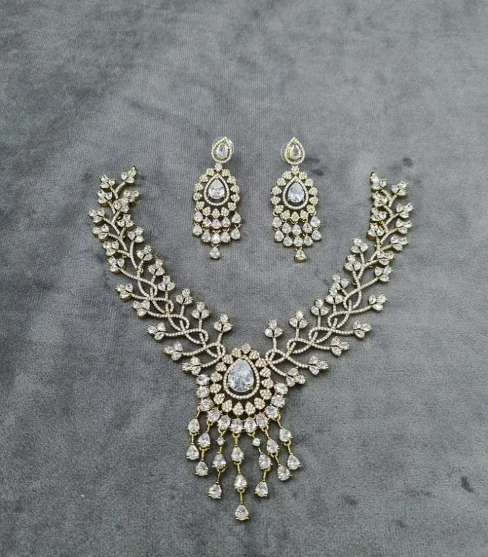 Ruby Red Crystal Bridal Necklace Set - Zaariyah Premium Collection