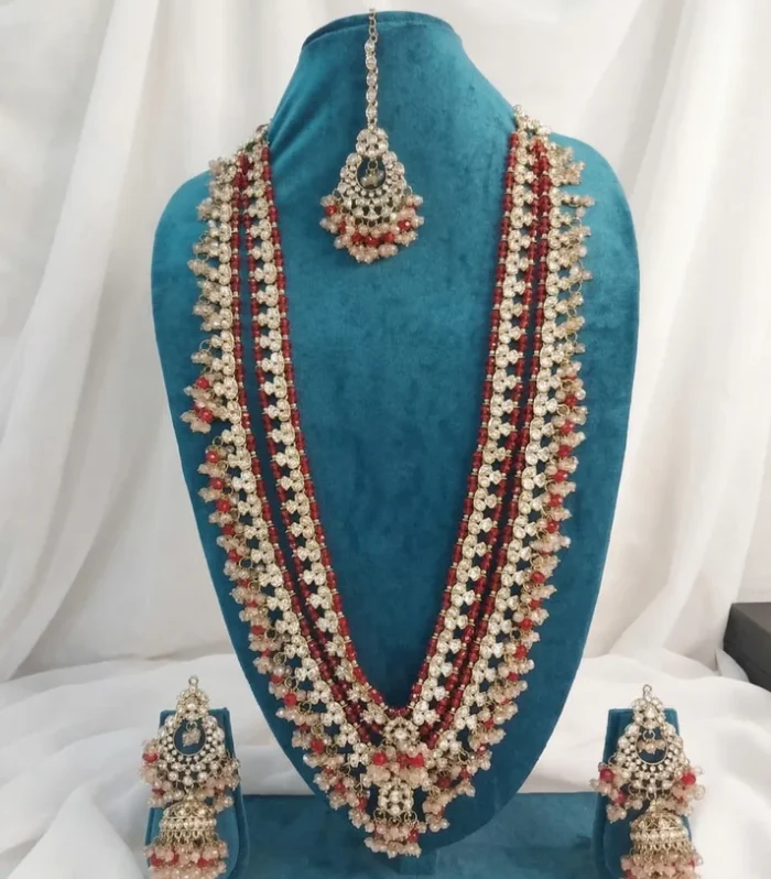Multicolor Long Bridal Haram Set - Zaariyah Premium Collection