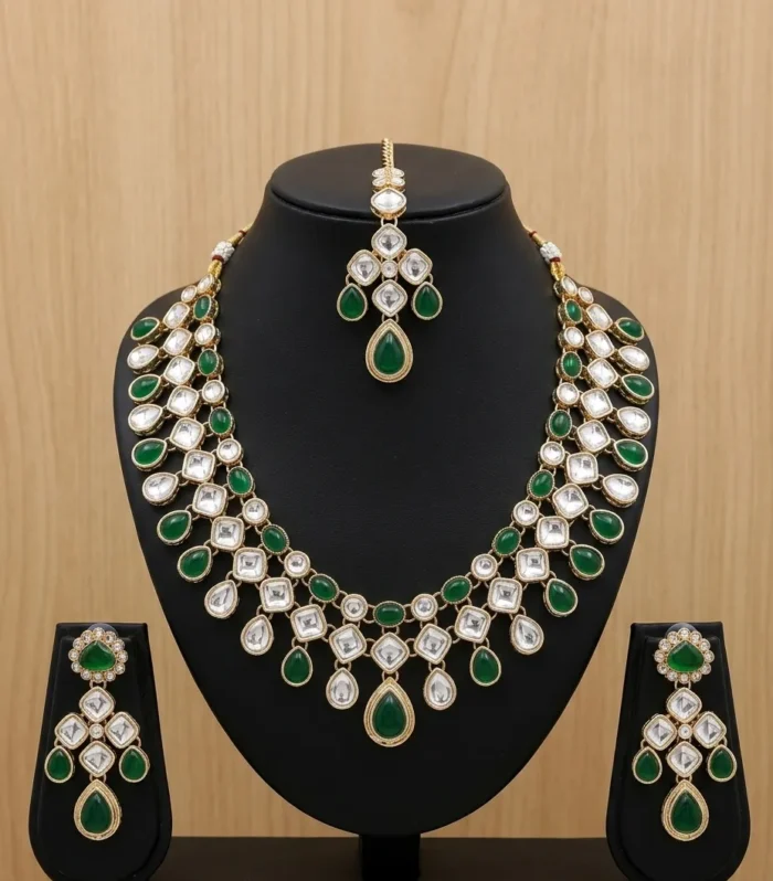 Classic White Crystal Bridal Necklace Set - Zaariyah Premium Collection