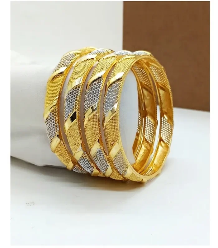Diagonal Diamond Cut Artificial Bangle Set - Zaariyah Premium Collection