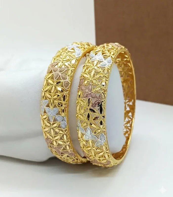 Geometric Diamond Cut Artificial Bridal Bangle Set - Zaariyah Premium Collection