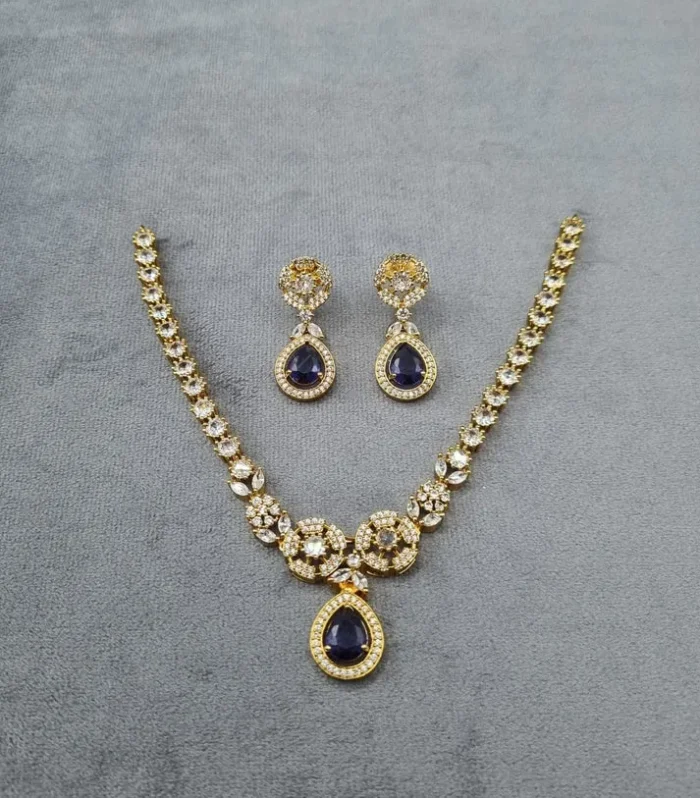 Emerald Green Artificial Pendant Necklace Set - Zaariyah Premium Collection