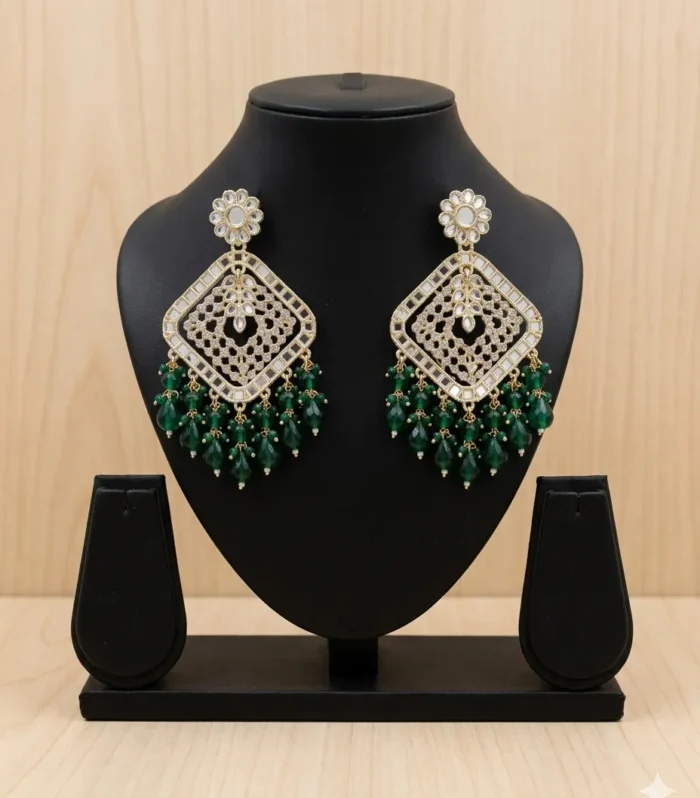 Royal Kundan Chandbali Earrings - Zaariyah Premium Collection