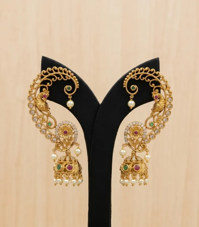 Royal Floral Drop Earrings - Zaariyah Premium Collection