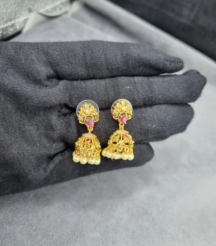 Multicolor Stone Jhumka Earrings - Zaariyah Premium Collection