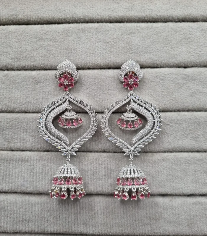 Geometric Ruby Drop Earrings - Zaariyah Premium Collection