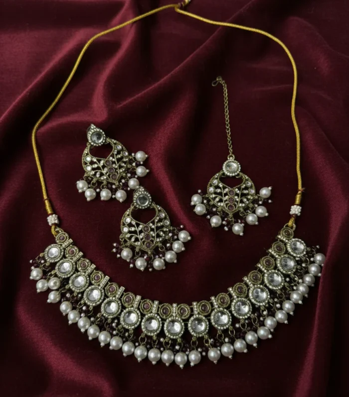 Classic Pearl Bridal Necklace Set - Zaariyah Premium Collection