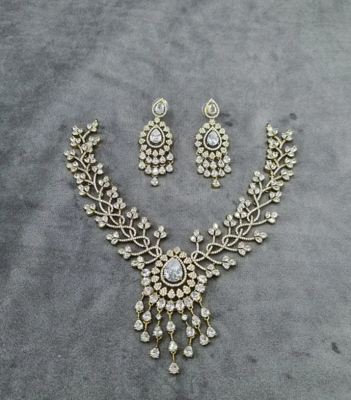 Ruby Red Crystal Bridal Necklace Set - Zaariyah Premium Collection
