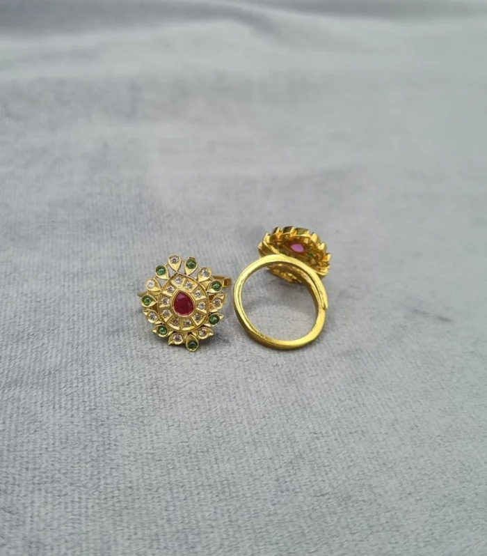 Multicolor Floral Statement Ring - Zaariyah Premium Collection
