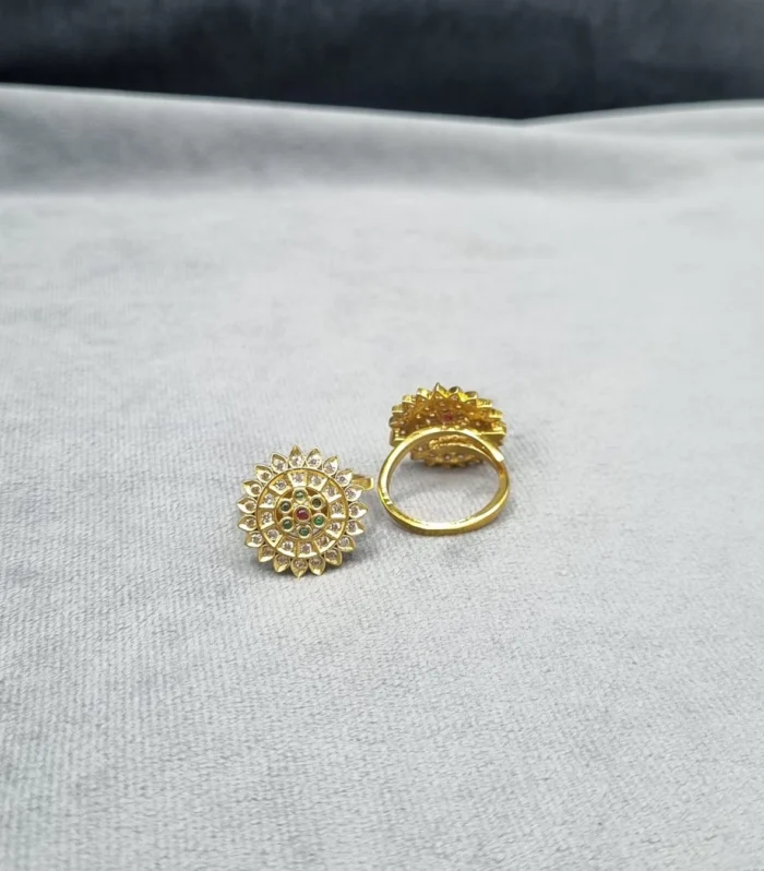 Radiant Crystal Floral Ring - Zaariyah Premium Collection